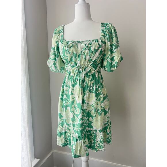 Revolve MinkPink‎ Felicia Mini Dress Green Antique Floral - Picture 2 of 7